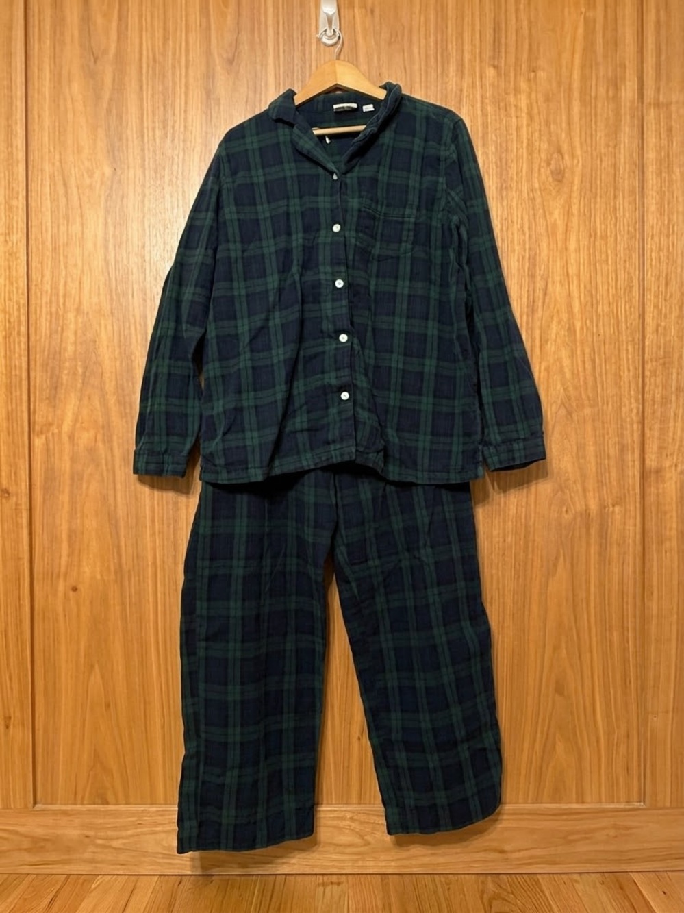 L.L. Bean Women's Scotch Plaid Flannel Pajamas Lounge Set Black Watch XL Tall